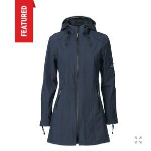 Ilse Jacobsen Hooded Raincoat Dark Indigo Size 34 Size 4